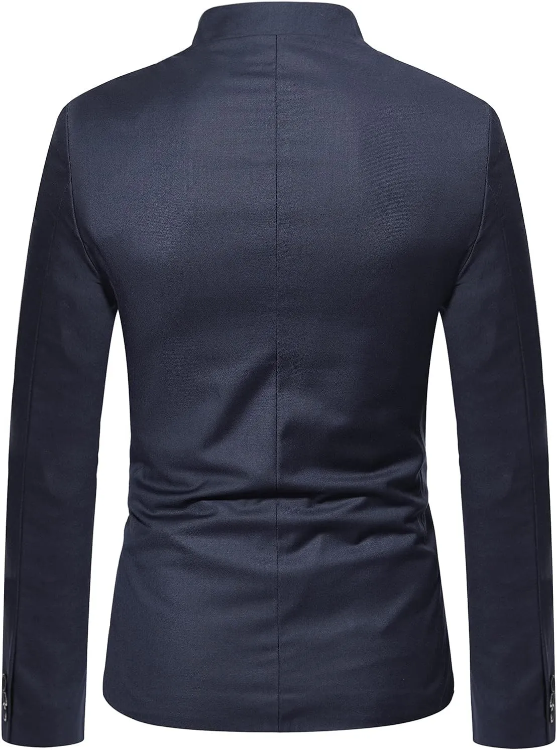 Akklian Men's Chinese Tunic Suits Mandarin Collar Formal Jacket Slim-Fit Front Button Blazer Traditional Uniform Dress Shirt