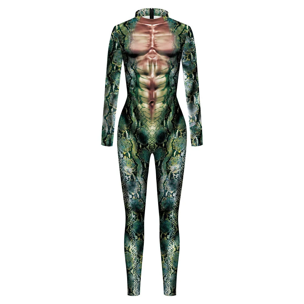 Animal Snake Pattern 3D Digital Printing One Piece Dress Couple Dress One Piece Set Long Sleeve