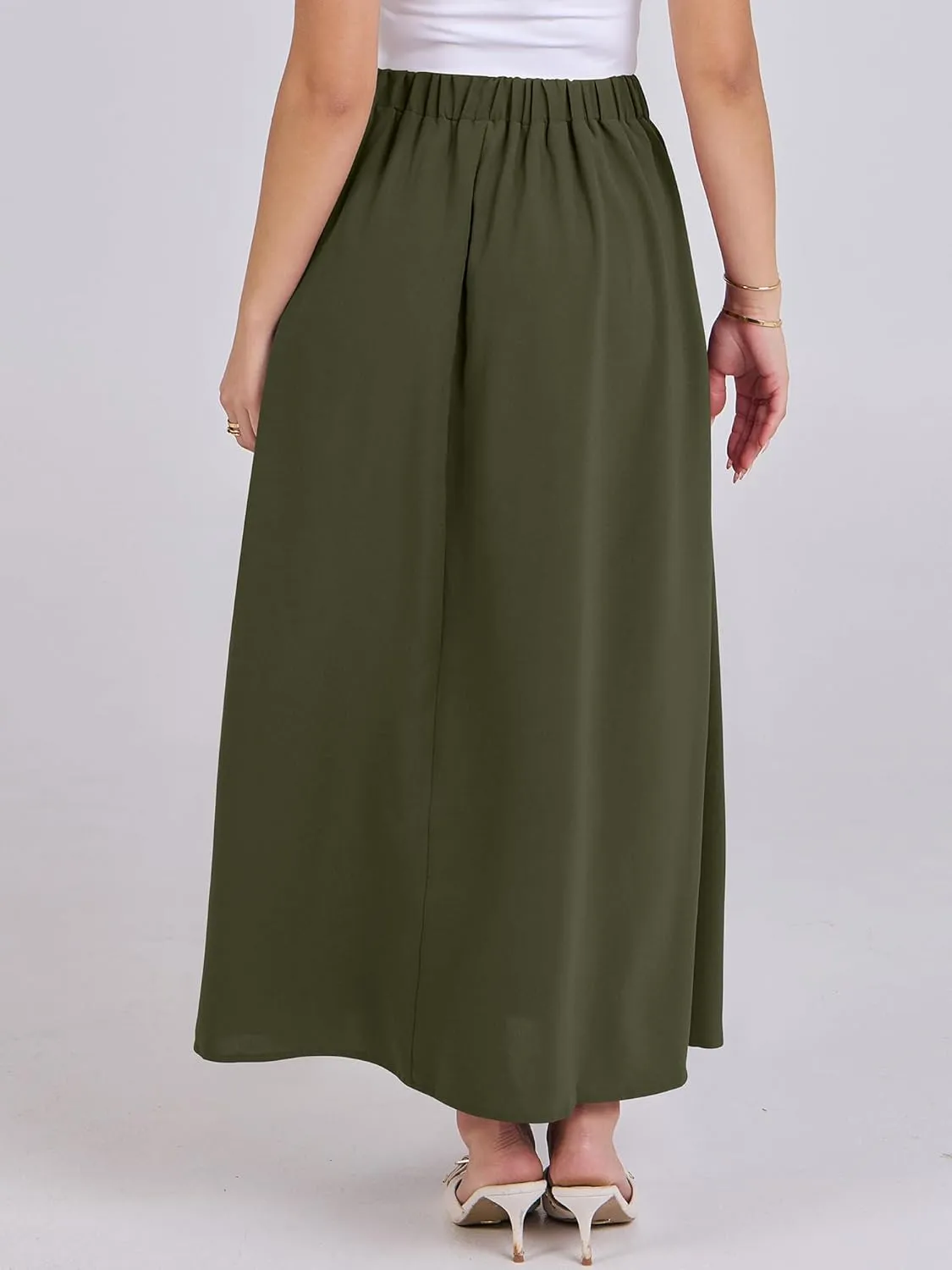 ANRABESS Women A-Line Pleated High Waist Maxi Skirt Full Ankle Length Flowy Swing Elegant Dressy Casual Work Long Skirts