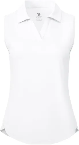 BGOWATU Women's Sleeveless Golf Polo Shirts Collared V Neck Tennis Tank Tops UPF 50  Quick Dry Lightweight