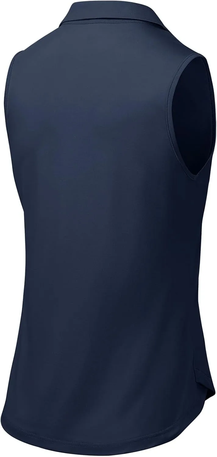 BGOWATU Women's Sleeveless Golf Polo Shirts Collared V Neck Tennis Tank Tops UPF 50  Quick Dry Lightweight