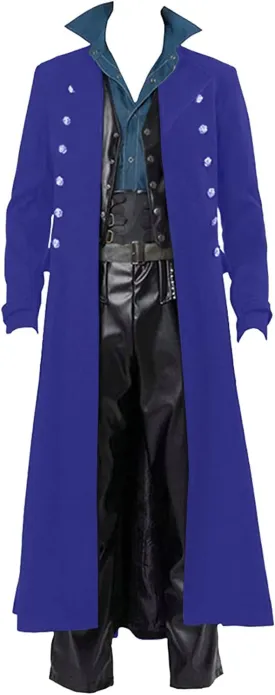 BITSEACOCO Mens Vintage Victorian Steampunk Jacket, Gothic Renaissance Medieval Frock Coat Cosplay Halloween Costume Tailcoat
