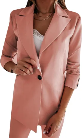 Blazers for Women Business Casaul Open Front Long Sleeve Jacket Lapel Button Down Work Blazer Fall Outfit