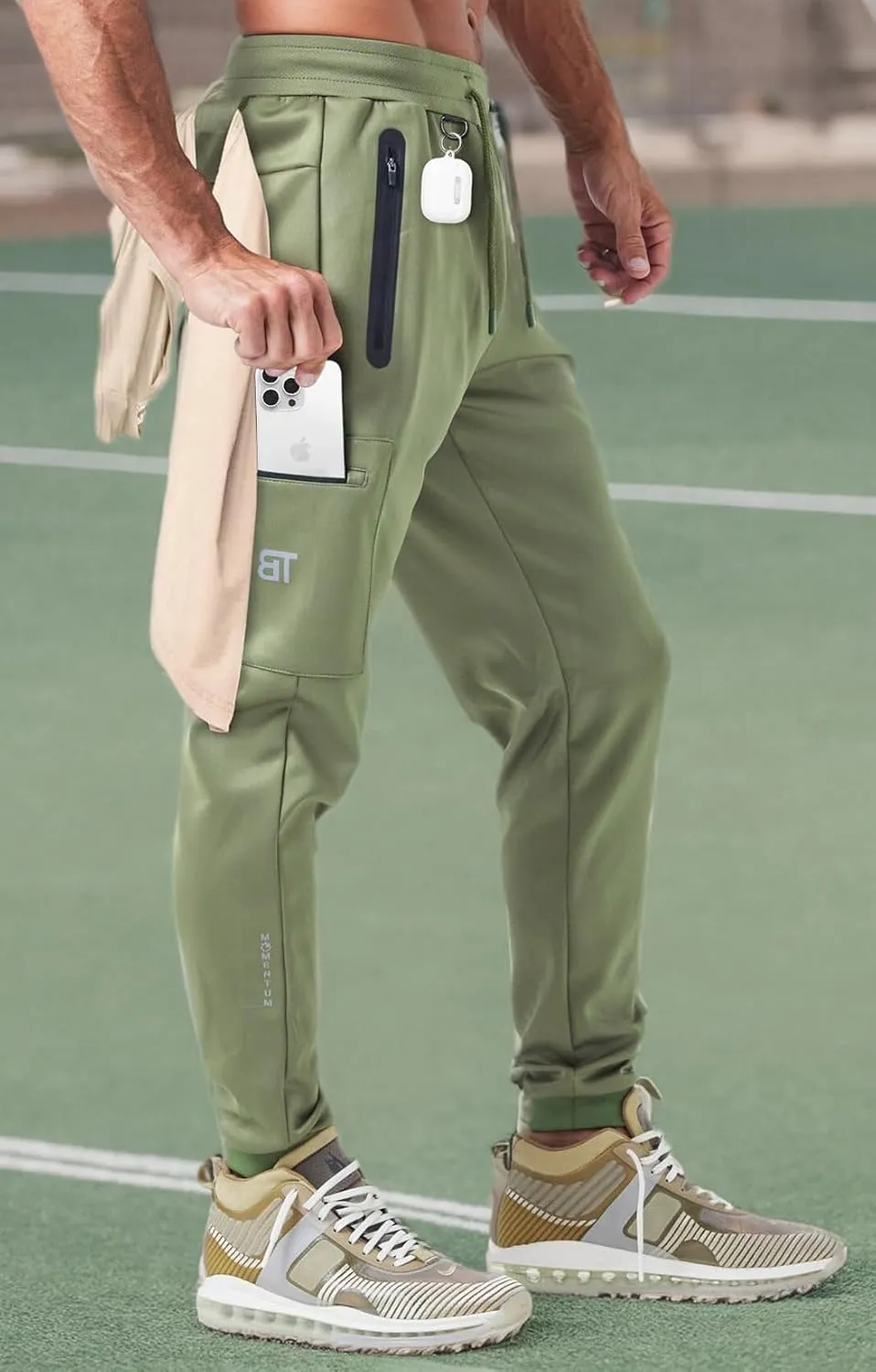 Born Tough Men's Tapered Bodybuilding Gym Joggers with Cargo Pockets, Athletic Running Sweatpants