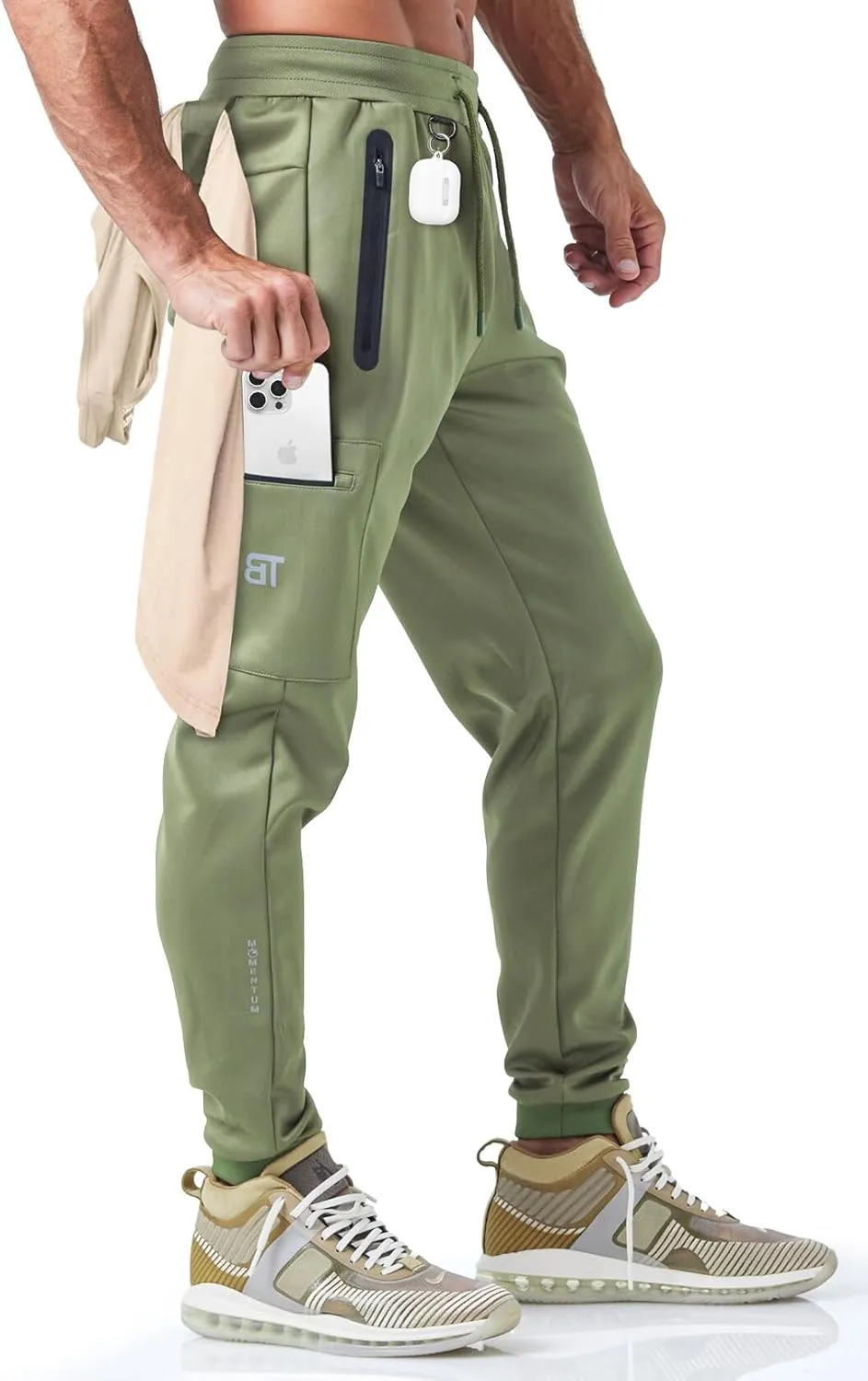 Born Tough Men's Tapered Bodybuilding Gym Joggers with Cargo Pockets, Athletic Running Sweatpants