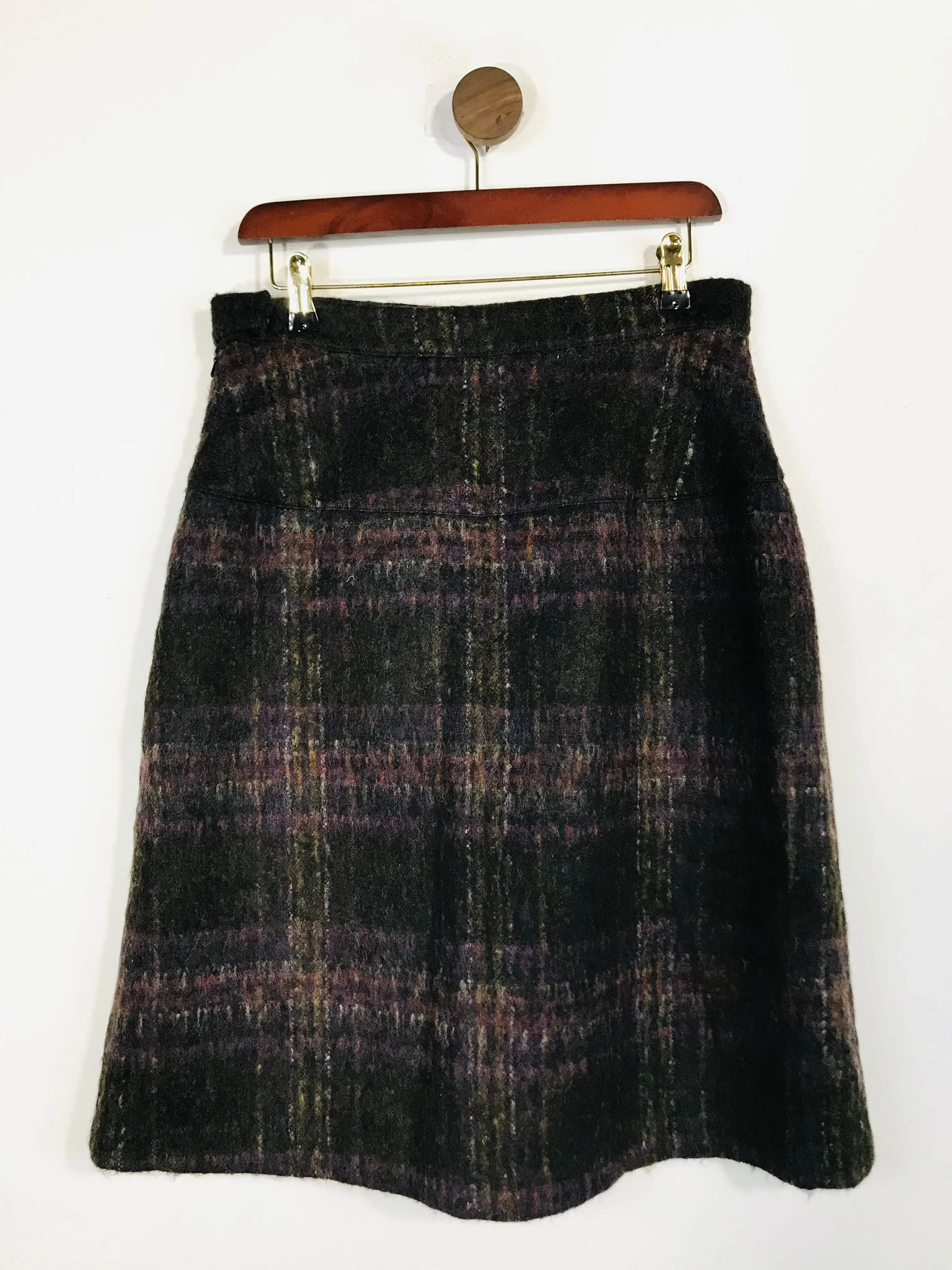 Brora Women's Wool Check Tartan A-Line Skirt | UK10 | Brown