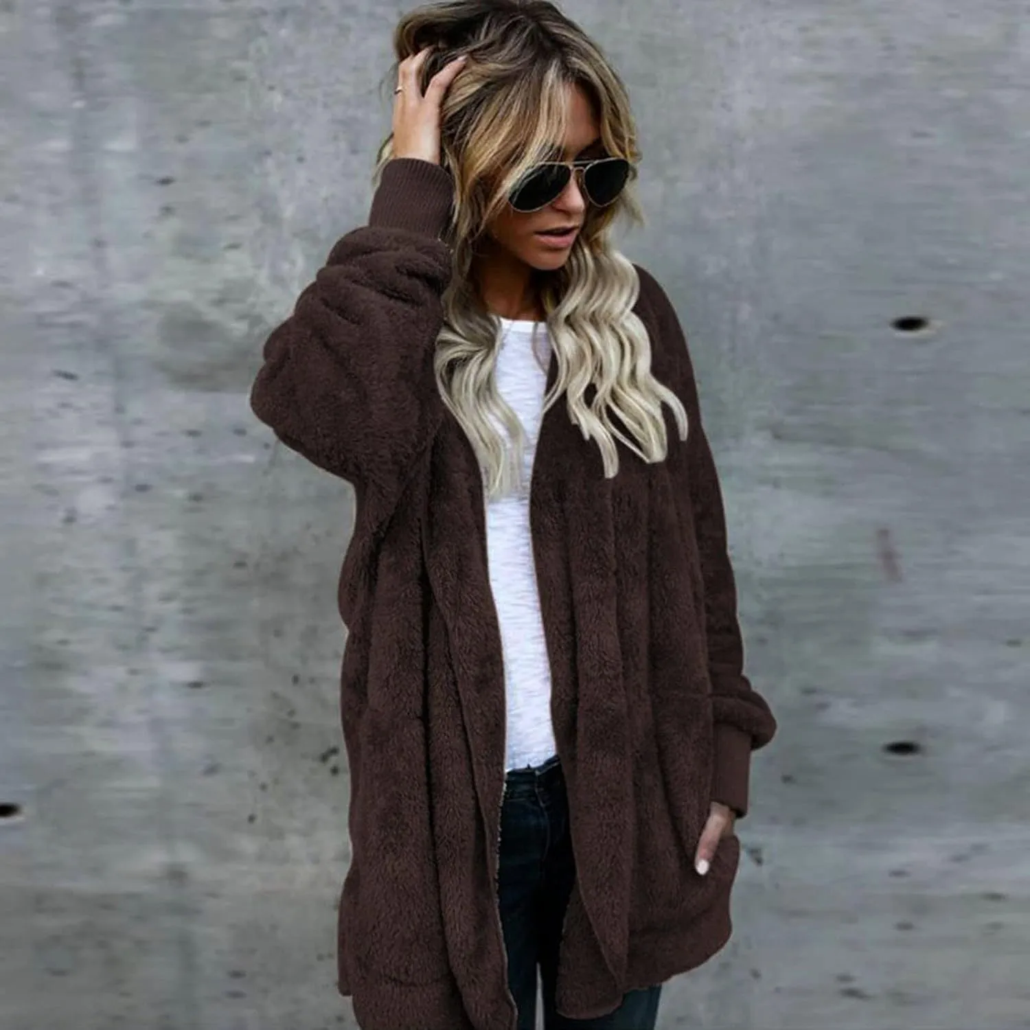 ChicCrate 2025 Women's Winter Faux Fur Coats Long Sleeve Fuzzy Fleece Sherpa Jacket Casual Trendy Clothes Warm Cozy Outerwear