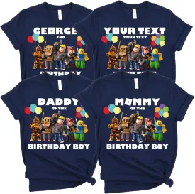 Custom Birthday Matching Shirts, Personalized Family Birthday T-Shirt, Robux Characters Video Games Birthday Customize Shirt