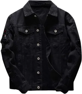 Denim Jacket Men Lightweight Button Down Long Sleeve Jean Jackets Coats Spring Fall Fashion, S-4XL