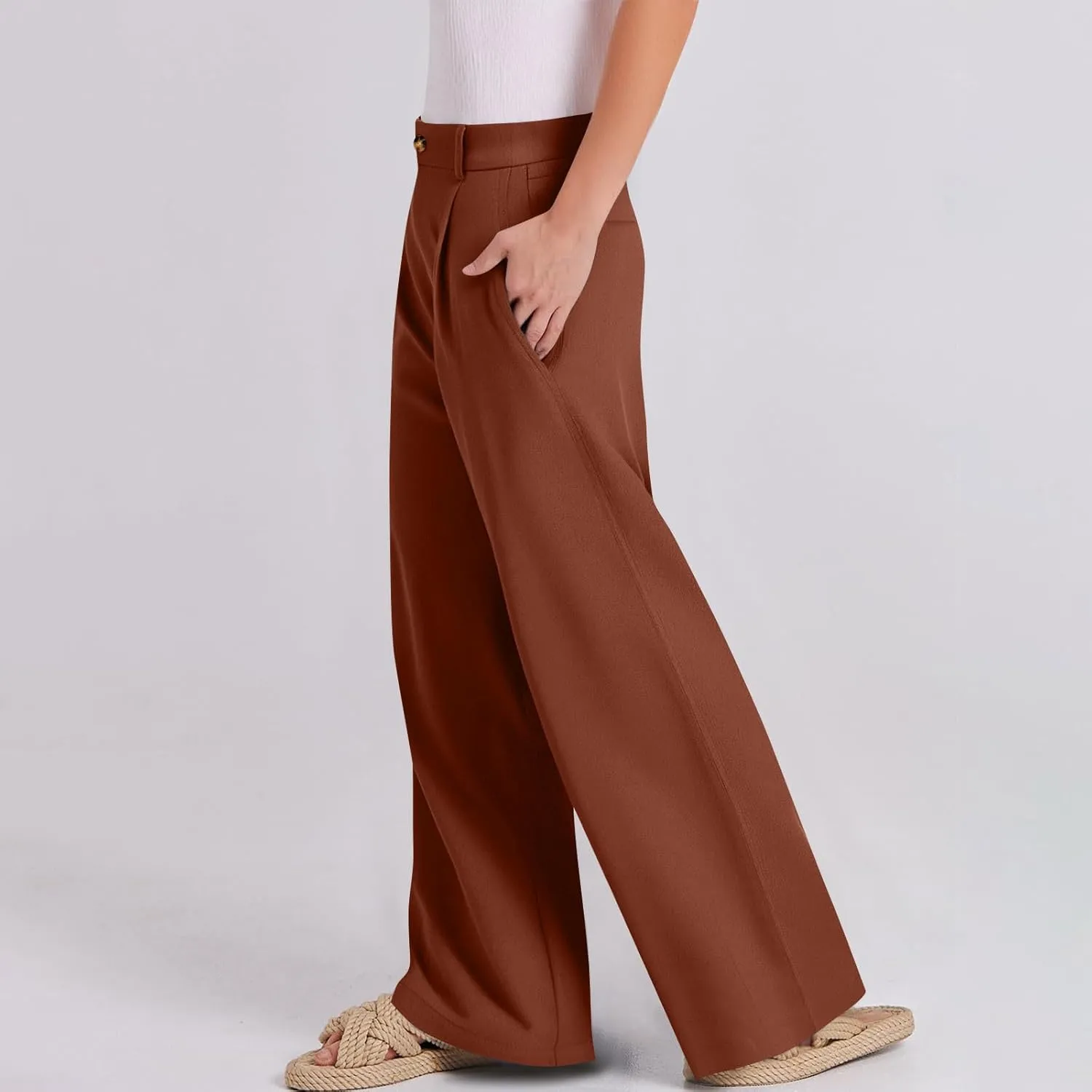 Dress Pants Women Summer Wide Leg Linen Pants Business Casual Office Work Pant Trendy Palazzo Pant 2025