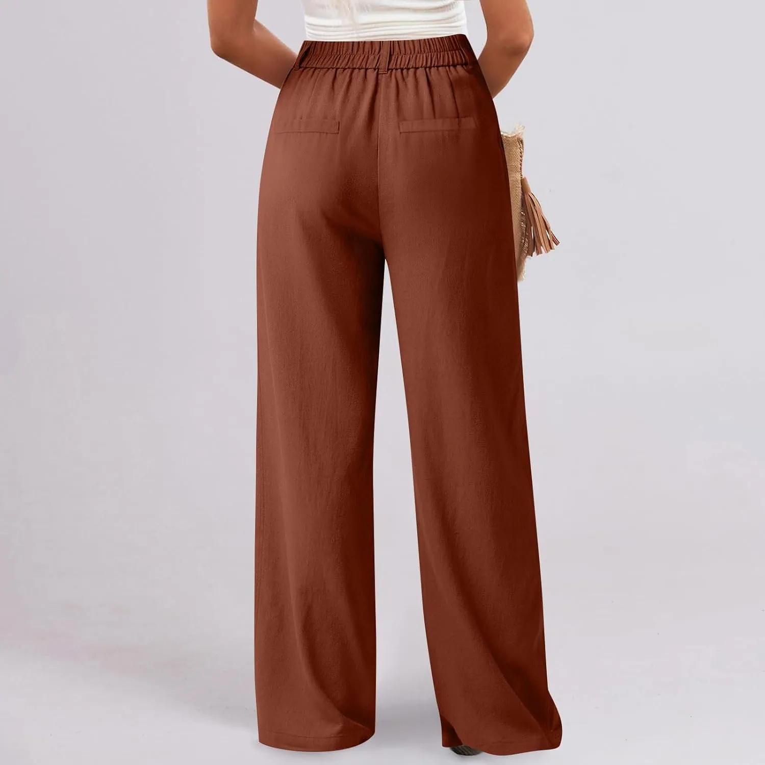 Dress Pants Women Summer Wide Leg Linen Pants Business Casual Office Work Pant Trendy Palazzo Pant 2025