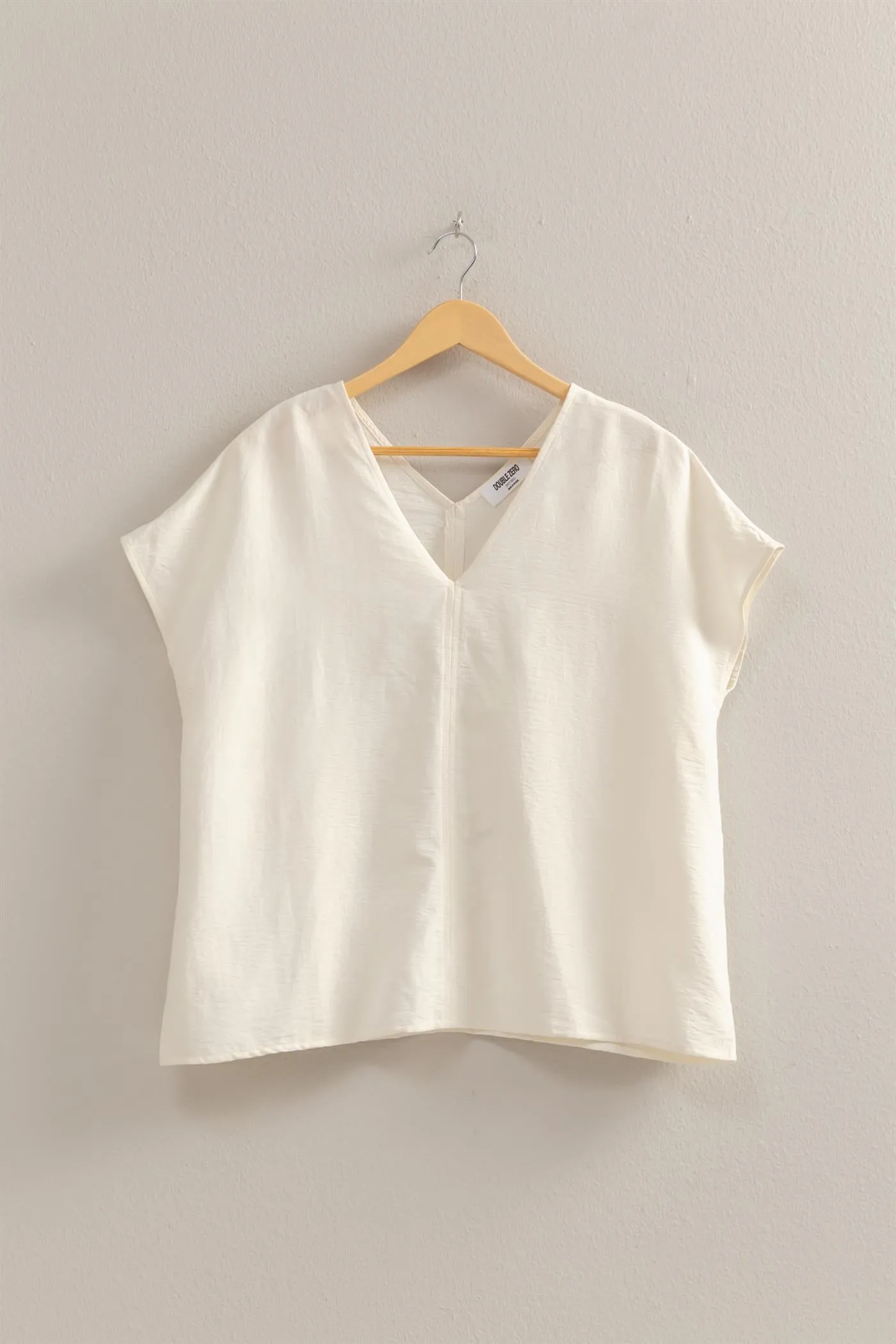 DZ24C059-Woven V-Neck Short Sleeve Tunic Top