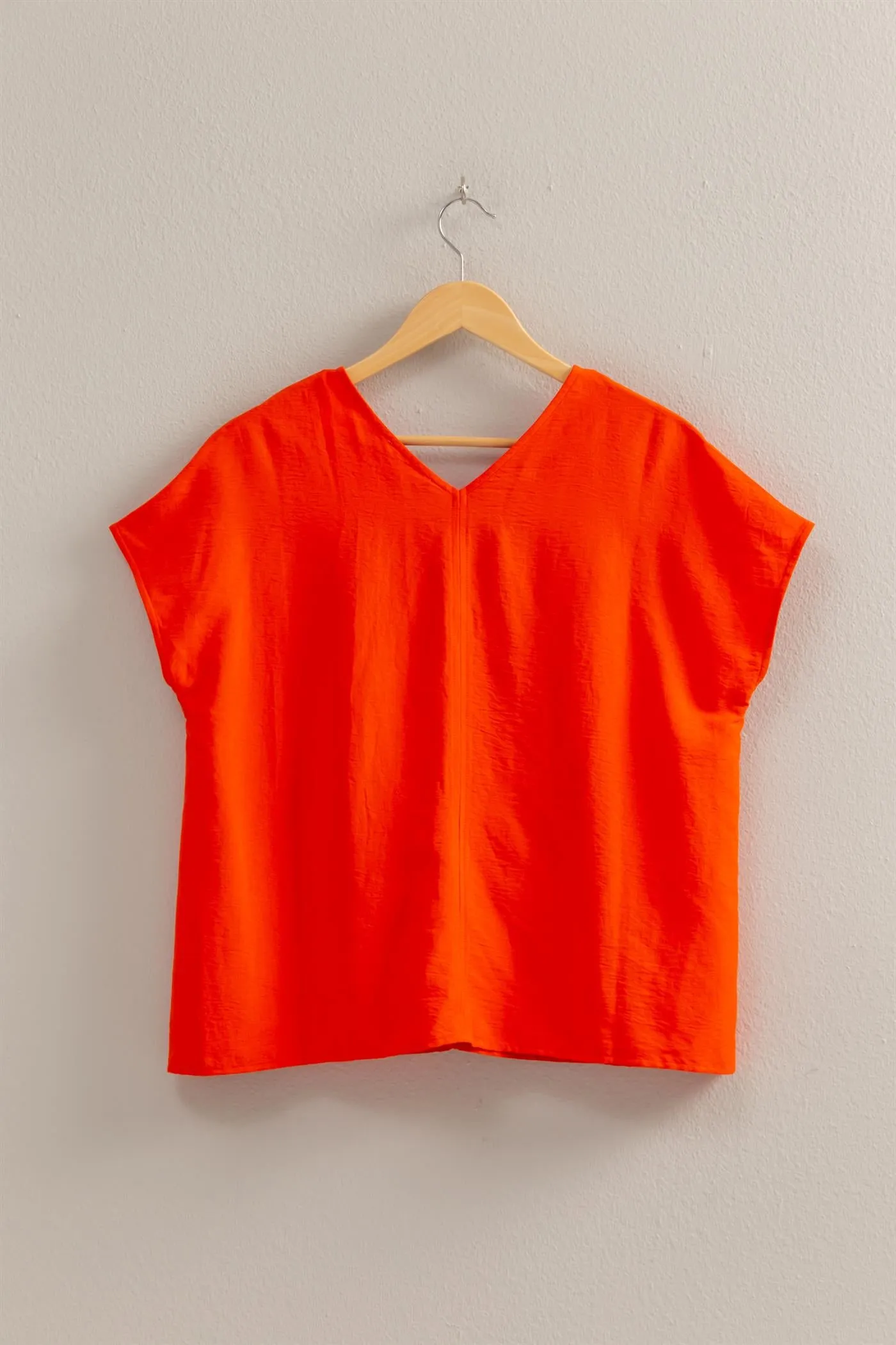 DZ24C059-Woven V-Neck Short Sleeve Tunic Top