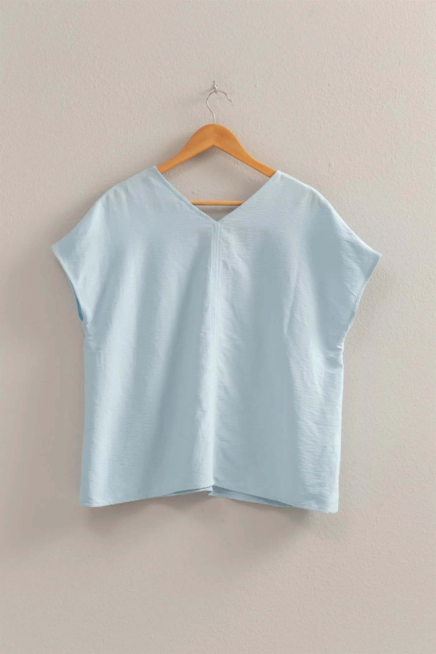 DZ24C059-Woven V-Neck Short Sleeve Tunic Top