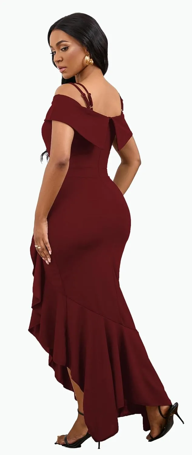 FairyLove Women's One Shoulder Sleeveless Formal Ruched Bodycon Fashion Dress Belted Cocktail Dresses