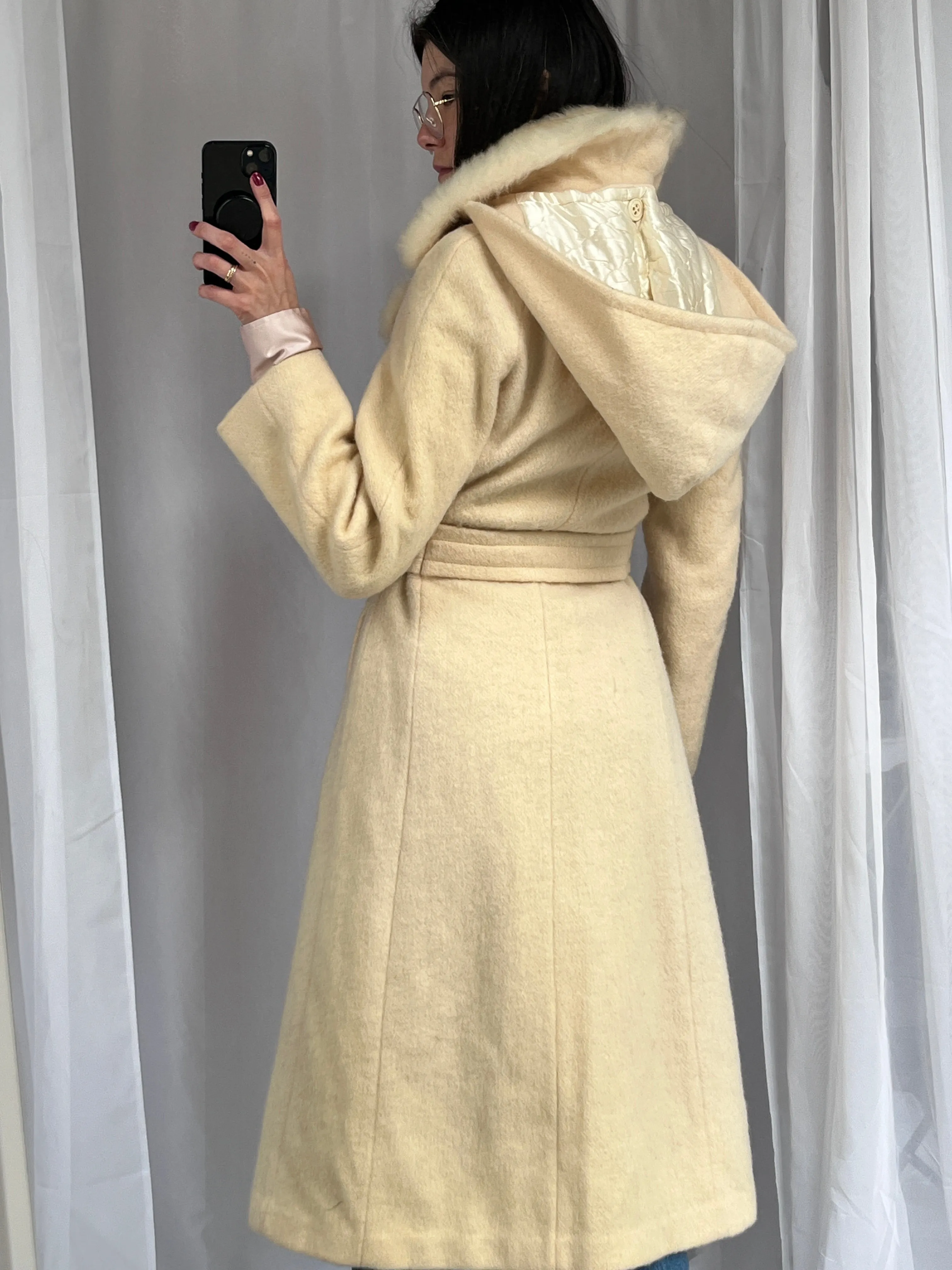 Hudson Bay Cream Wool Coat w/ Removable Hood