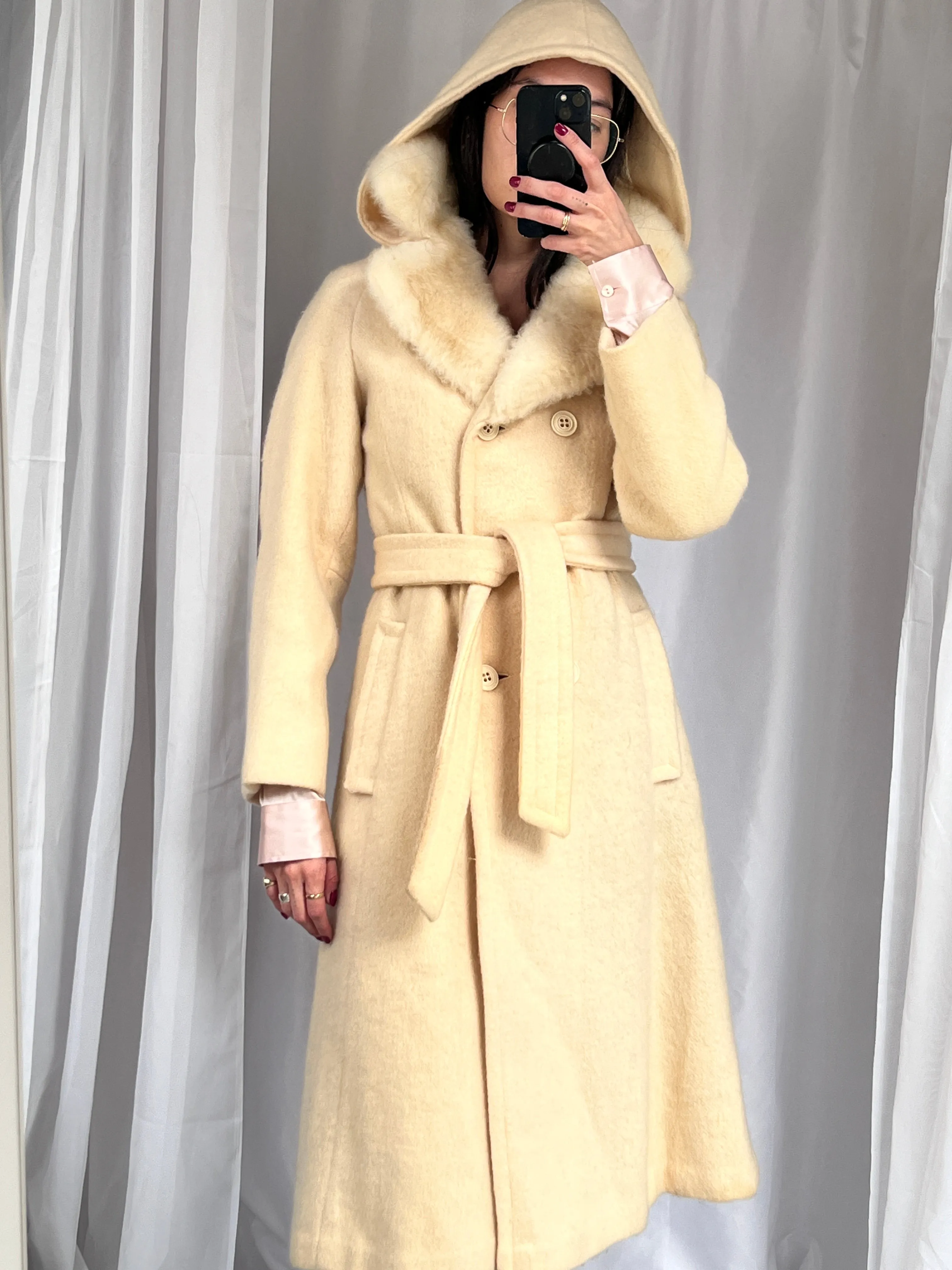 Hudson Bay Cream Wool Coat w/ Removable Hood
