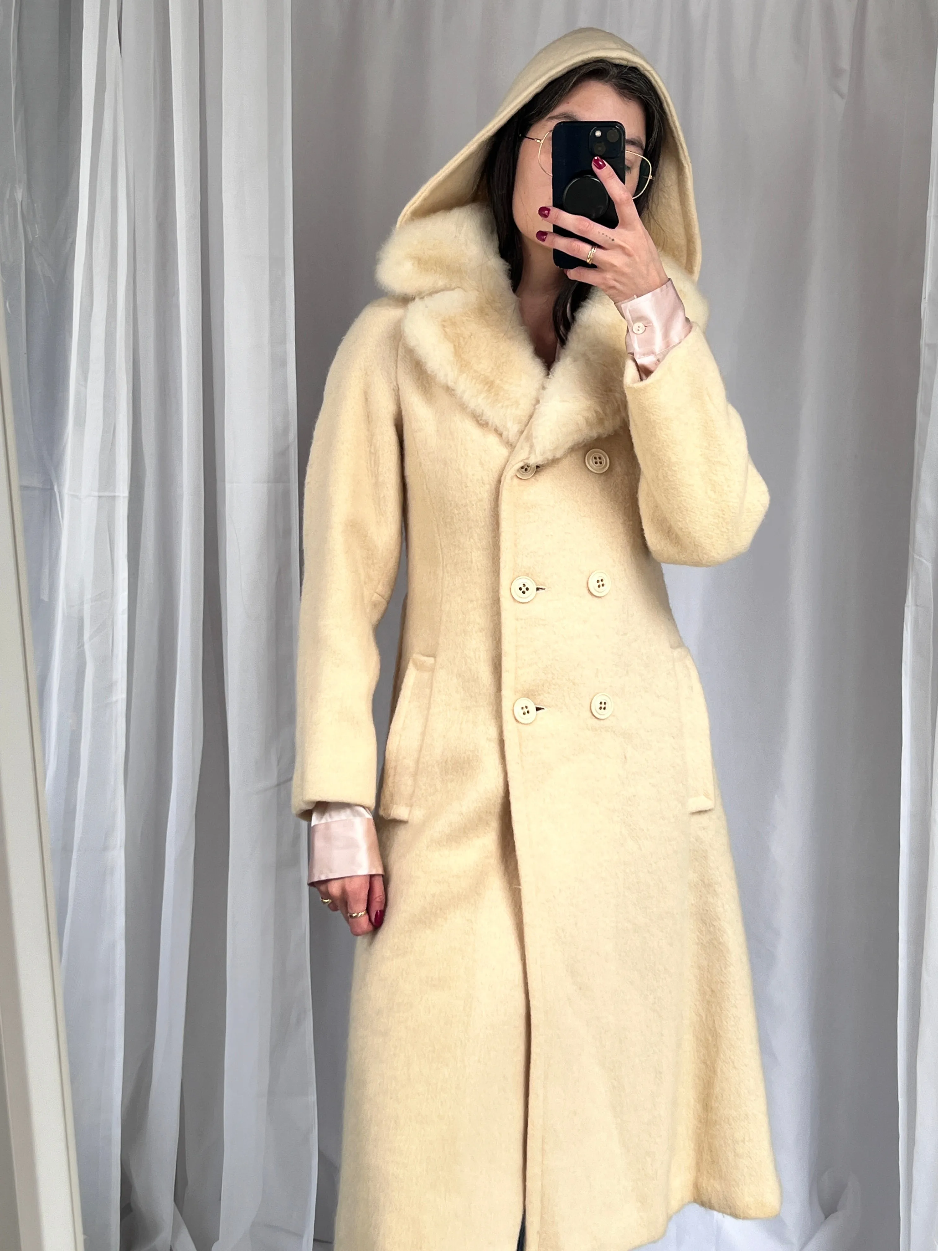 Hudson Bay Cream Wool Coat w/ Removable Hood