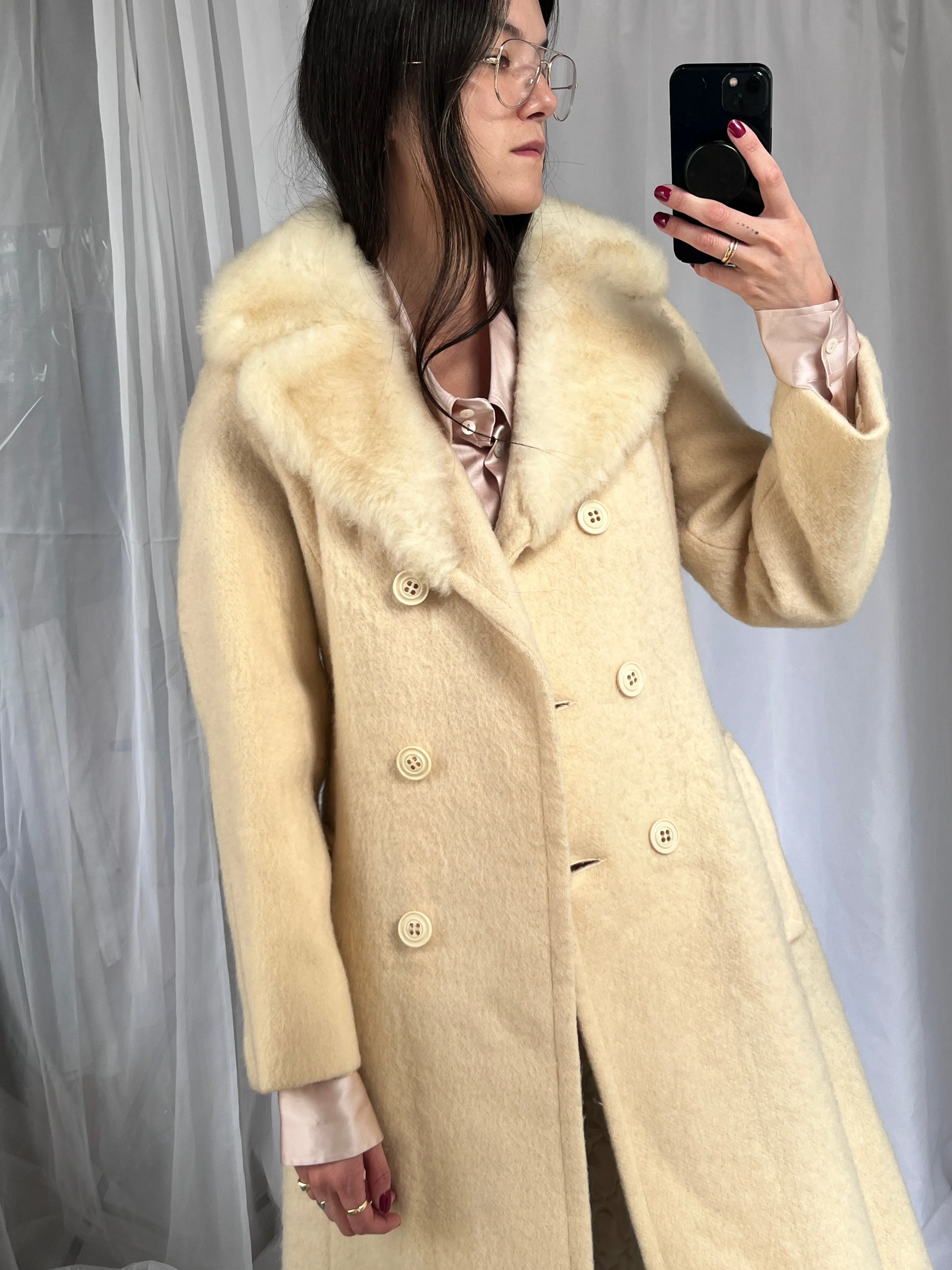 Hudson Bay Cream Wool Coat w/ Removable Hood