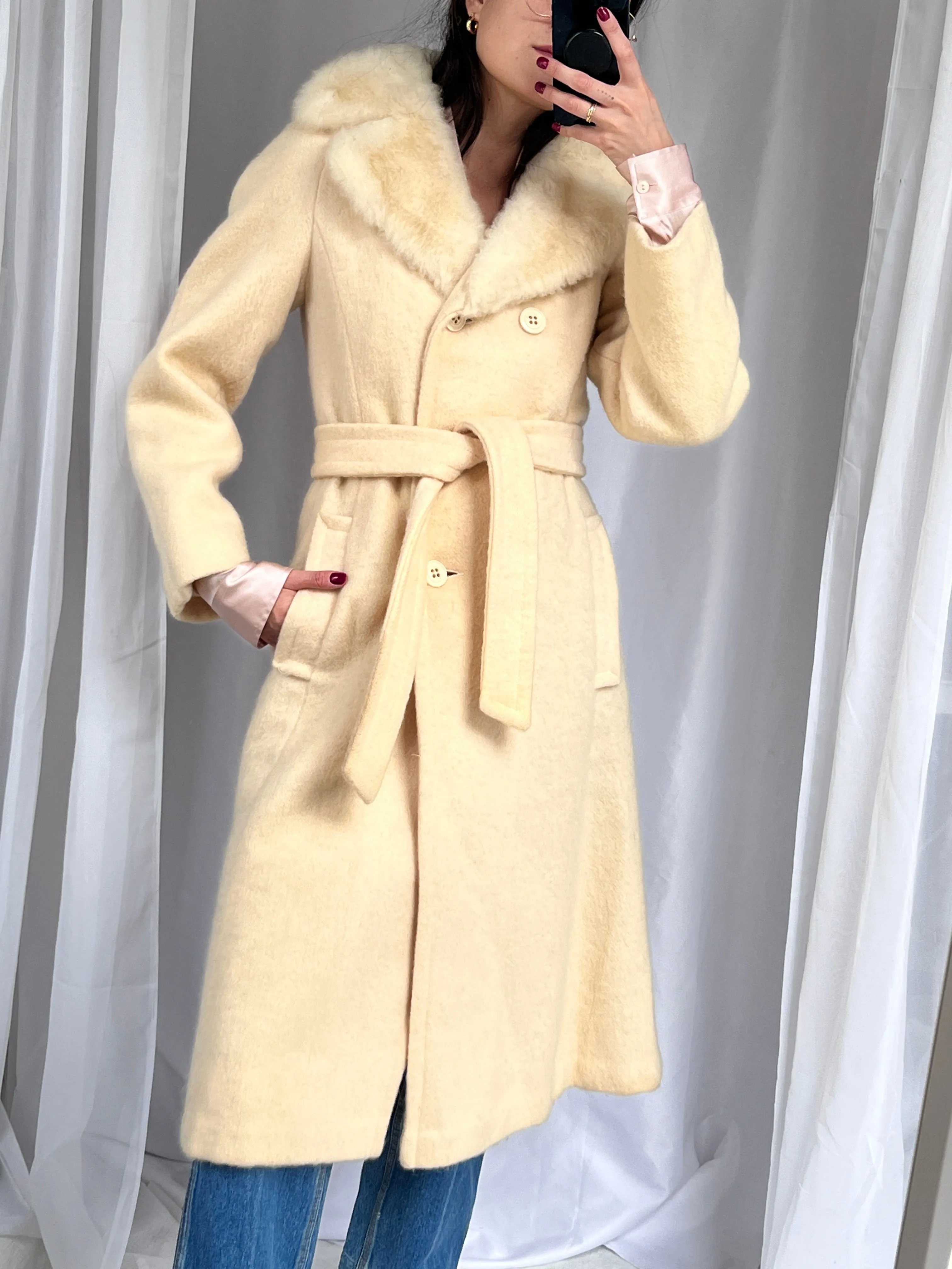 Hudson Bay Cream Wool Coat w/ Removable Hood