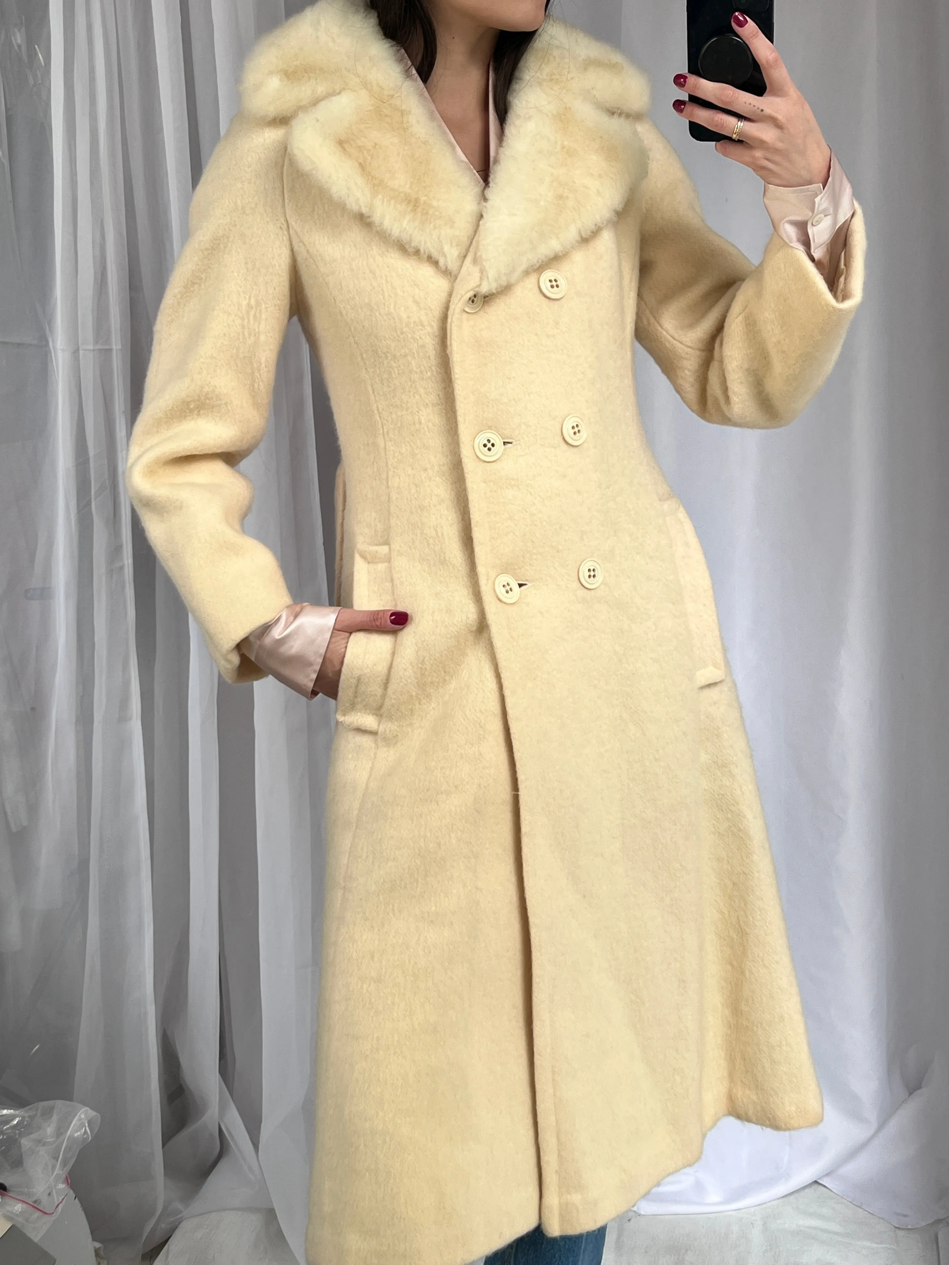 Hudson Bay Cream Wool Coat w/ Removable Hood