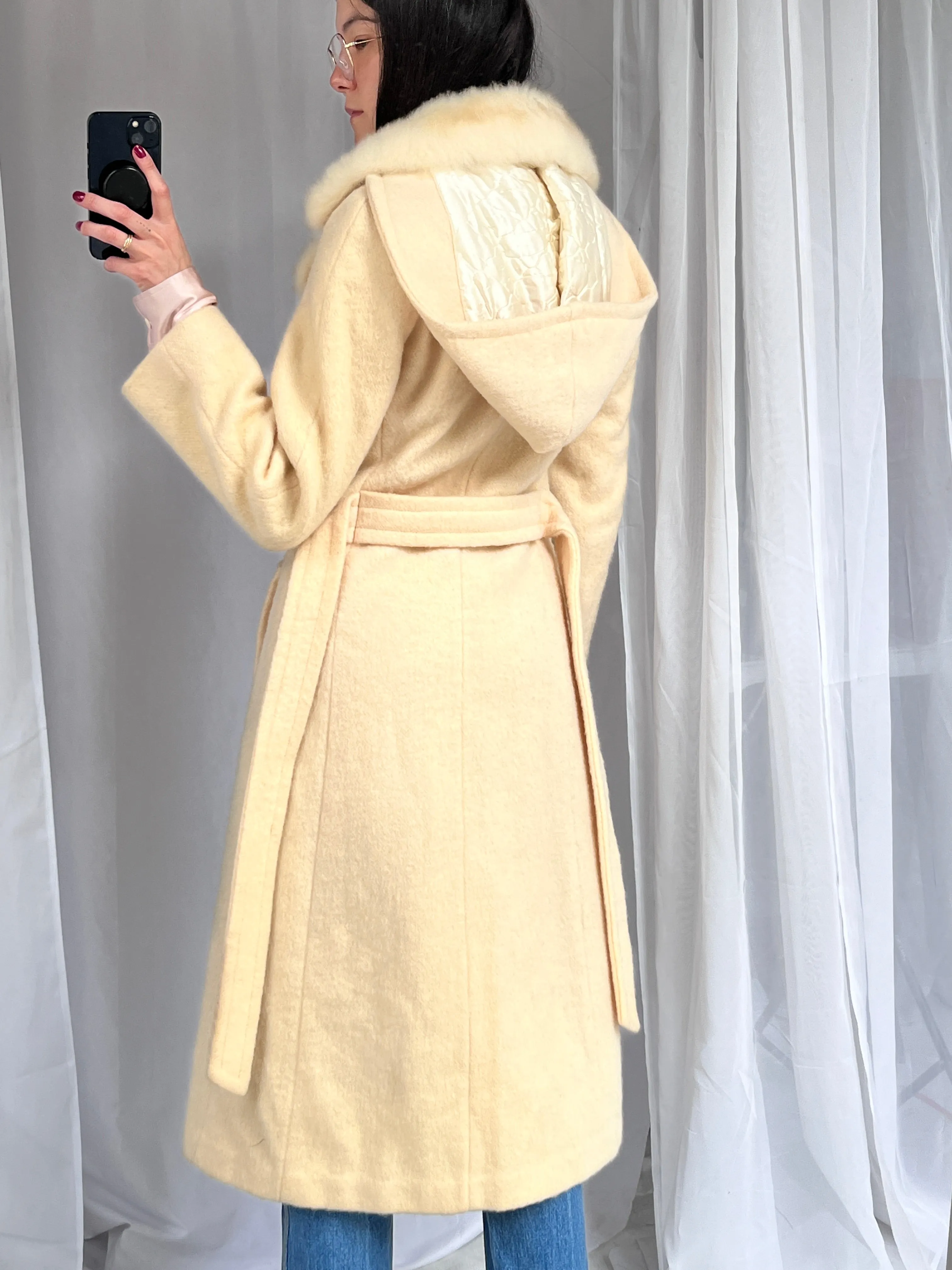Hudson Bay Cream Wool Coat w/ Removable Hood