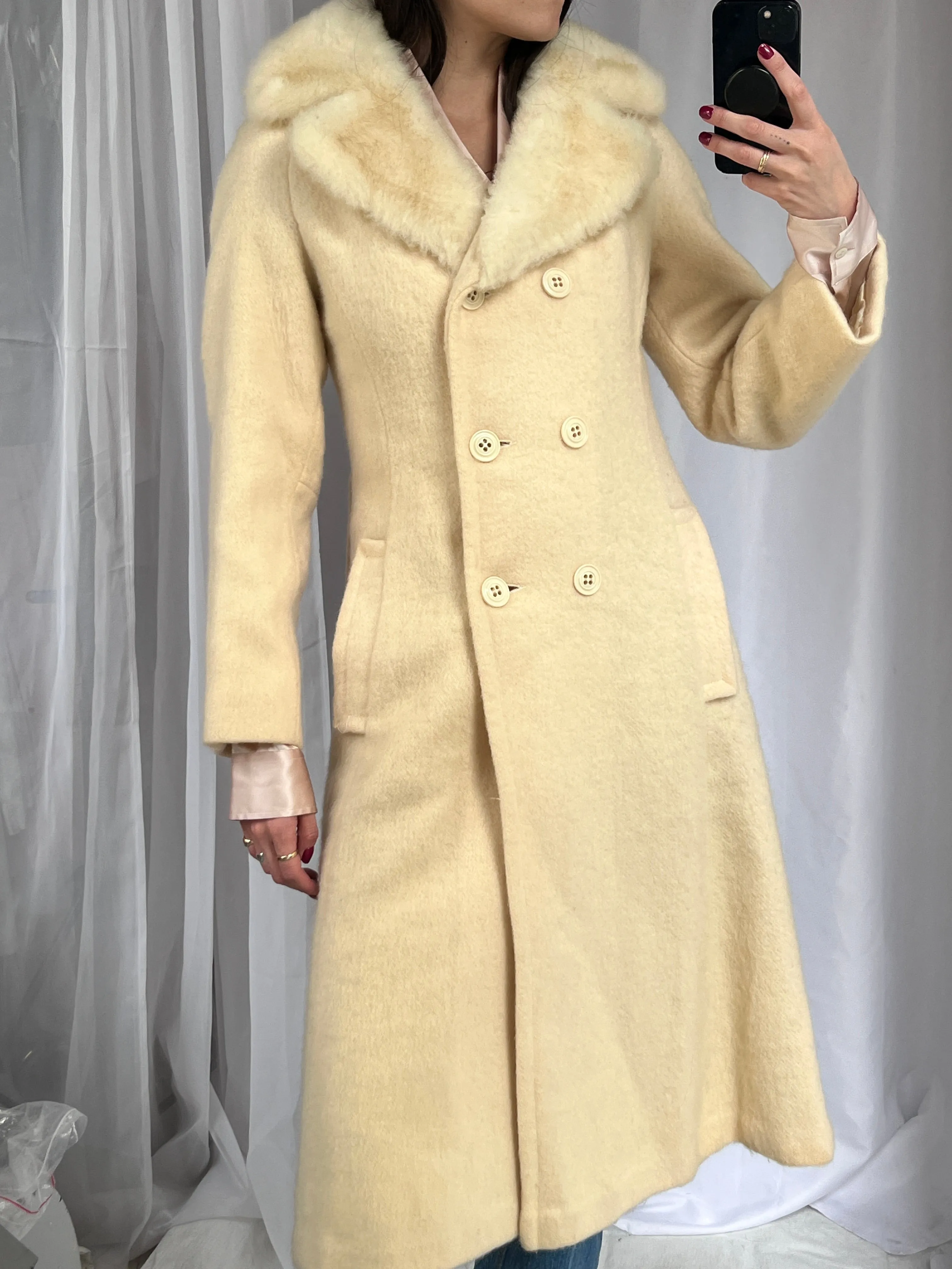 Hudson Bay Cream Wool Coat w/ Removable Hood