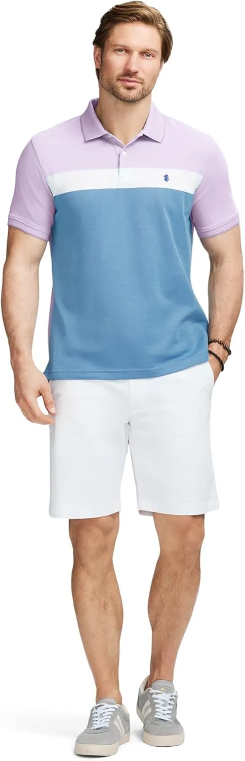 IZOD Men's Advantage Performance Short Sleeve Stripe Polo Shirt