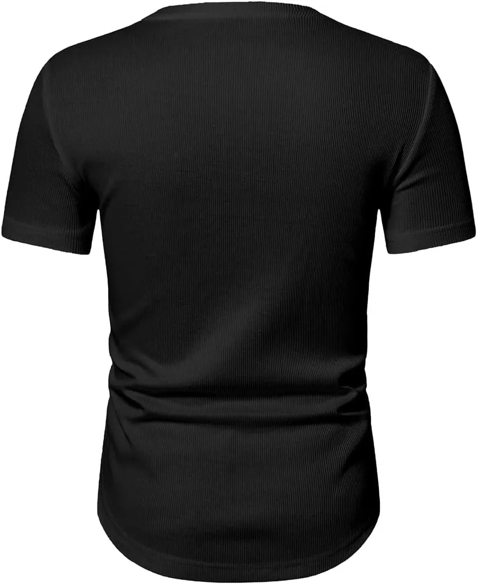 JMIERR Mens Muscle Slim T Shirt V-Neck Longline Henley Shirt Gym Workout Athletic Tee Shirts