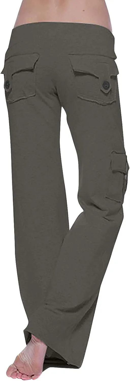 LFEOOST Plus Size Yoga Pants for Women Loose Wide Leg Sweatpants High Waist Stretch Cozy Workout Cargo Pants with 4 Pockets