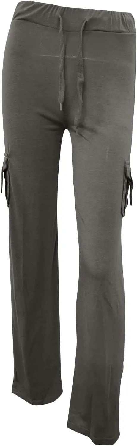 LFEOOST Plus Size Yoga Pants for Women Loose Wide Leg Sweatpants High Waist Stretch Cozy Workout Cargo Pants with 4 Pockets
