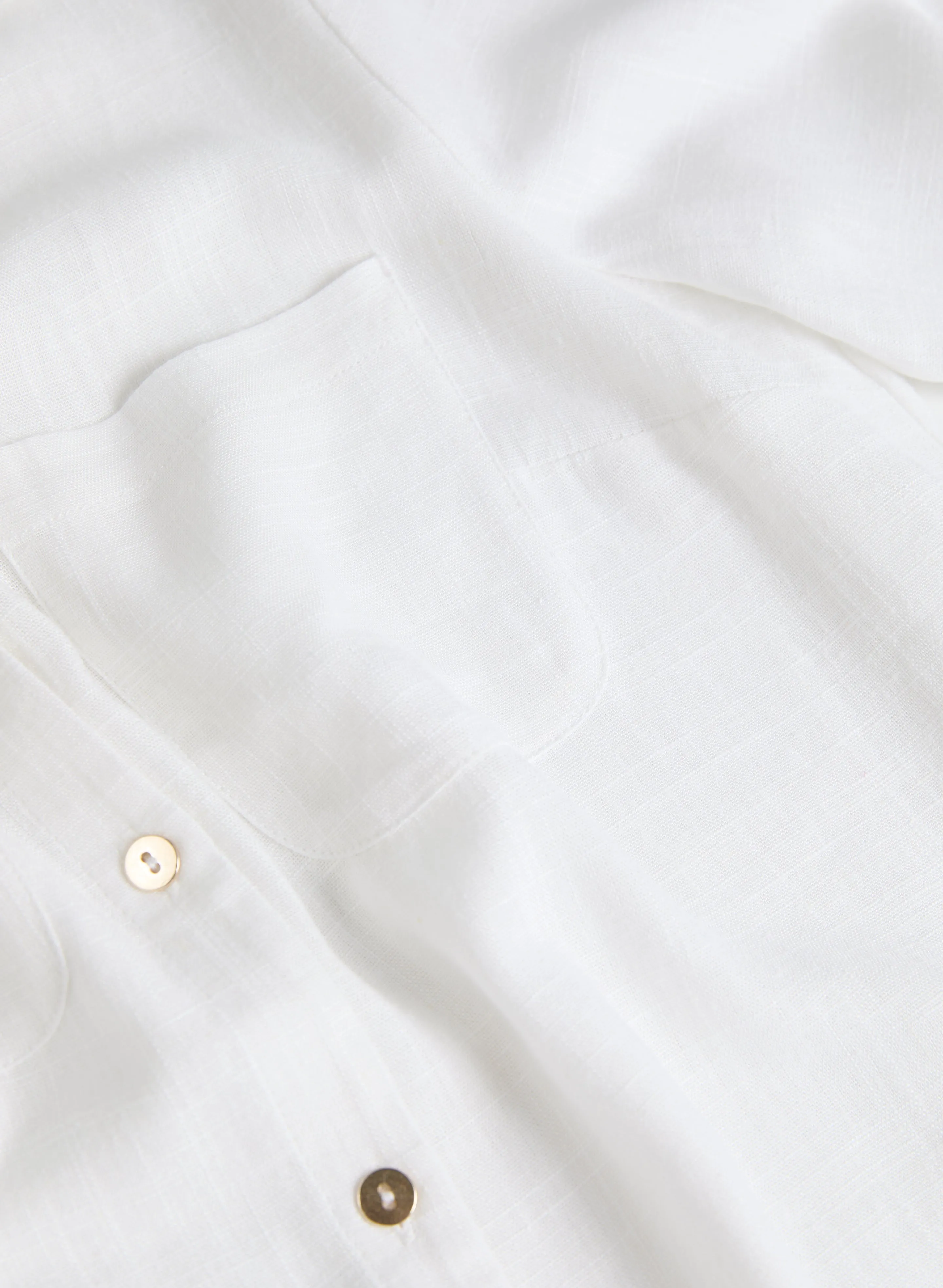 Linen-Blend Roll-Up Sleeve Blouse