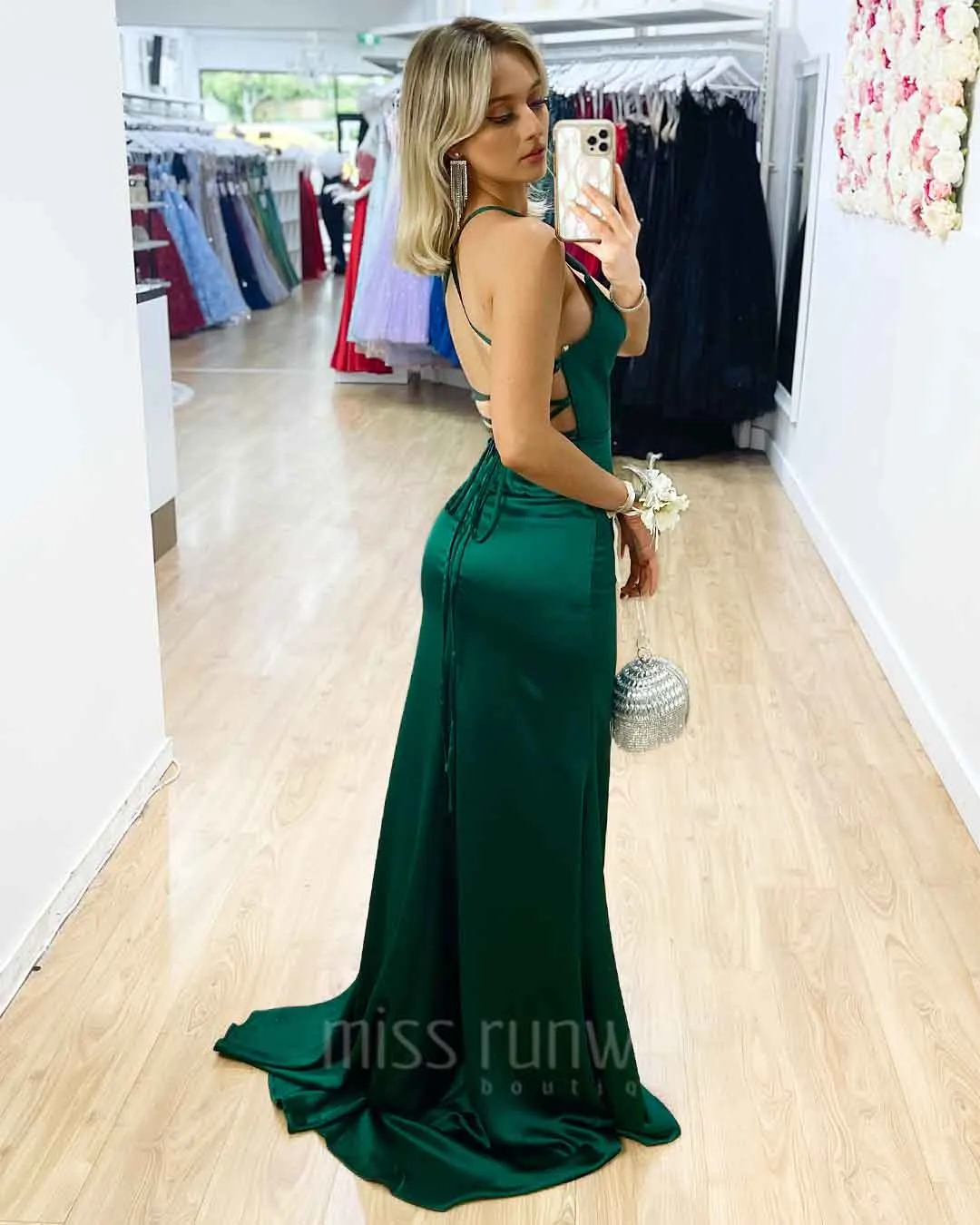 Maurie Satin Gown - Green [HIRE]