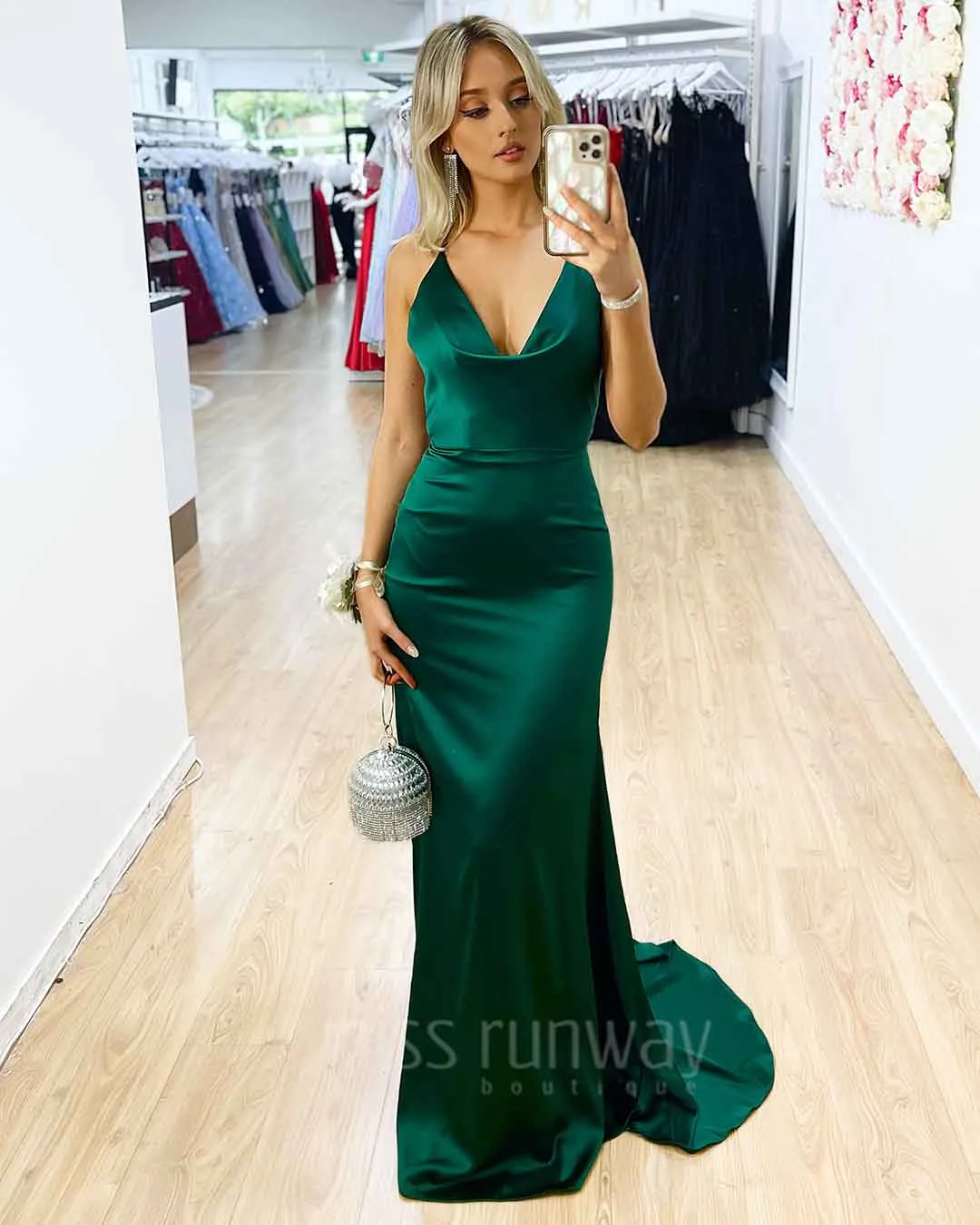 Maurie Satin Gown - Green [HIRE]