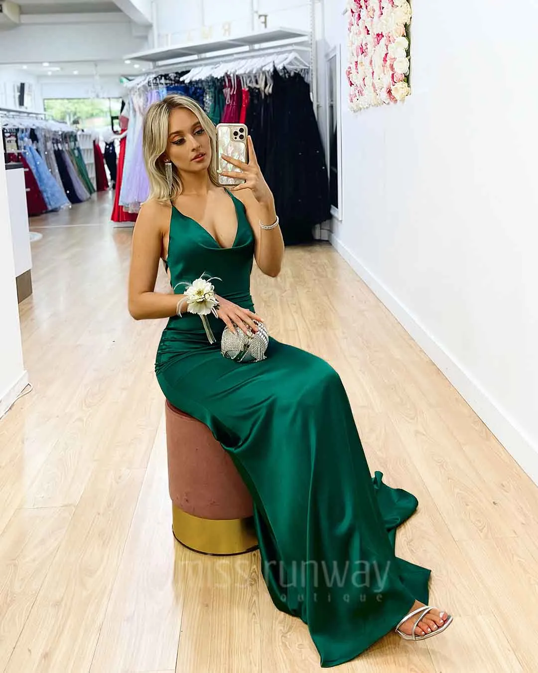 Maurie Satin Gown - Green [HIRE]