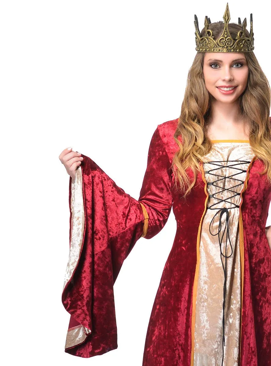 Medieval Queen Womens Plus Size Red Velvet Costume