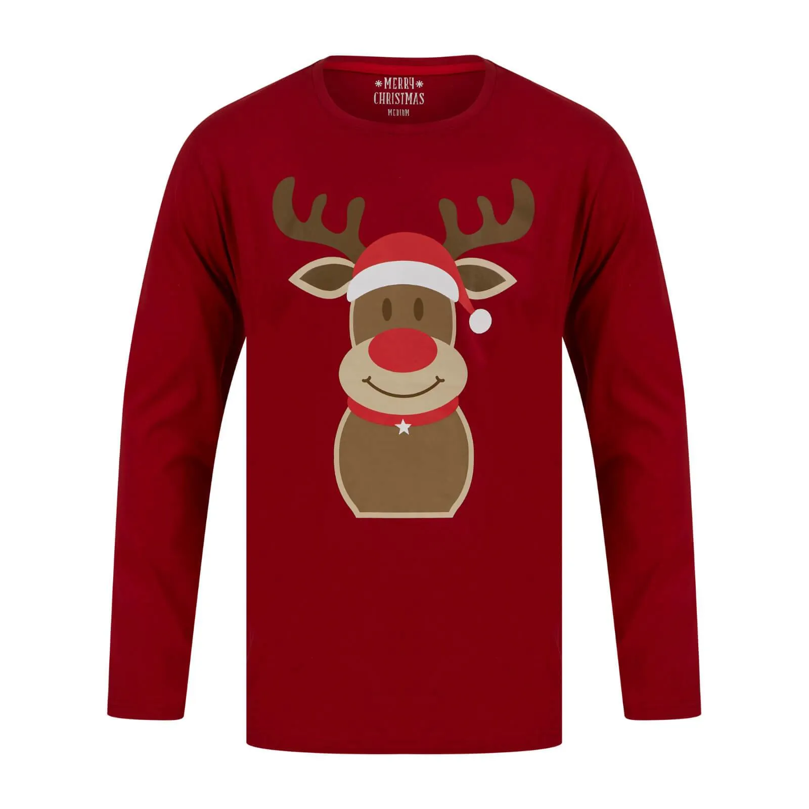 Mens Christmas Pyjama Set Rudolph Print/Check Bottoms