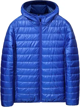 Men's Puffer Jacket Lightweight Packable Down Coat Zip up Quilted Hooded Jacket Warm Padded Jackets Thermal Winter Coat