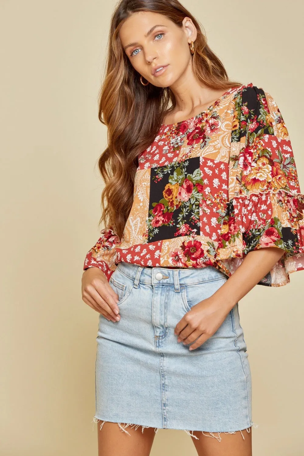 Patchwork Floral Blouse