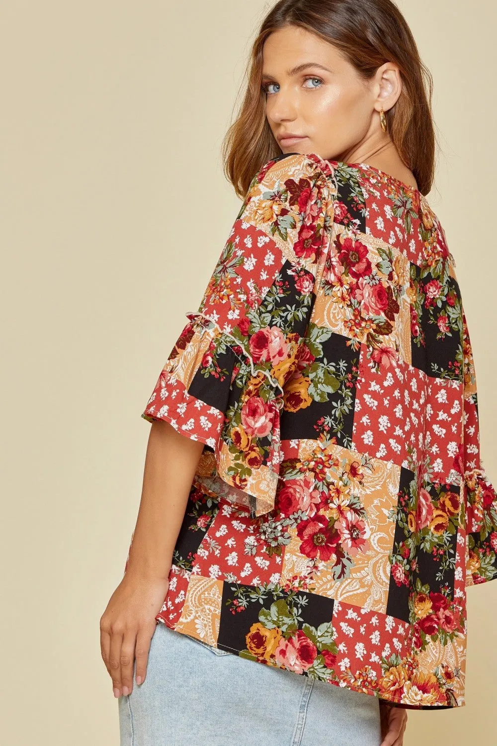 Patchwork Floral Blouse