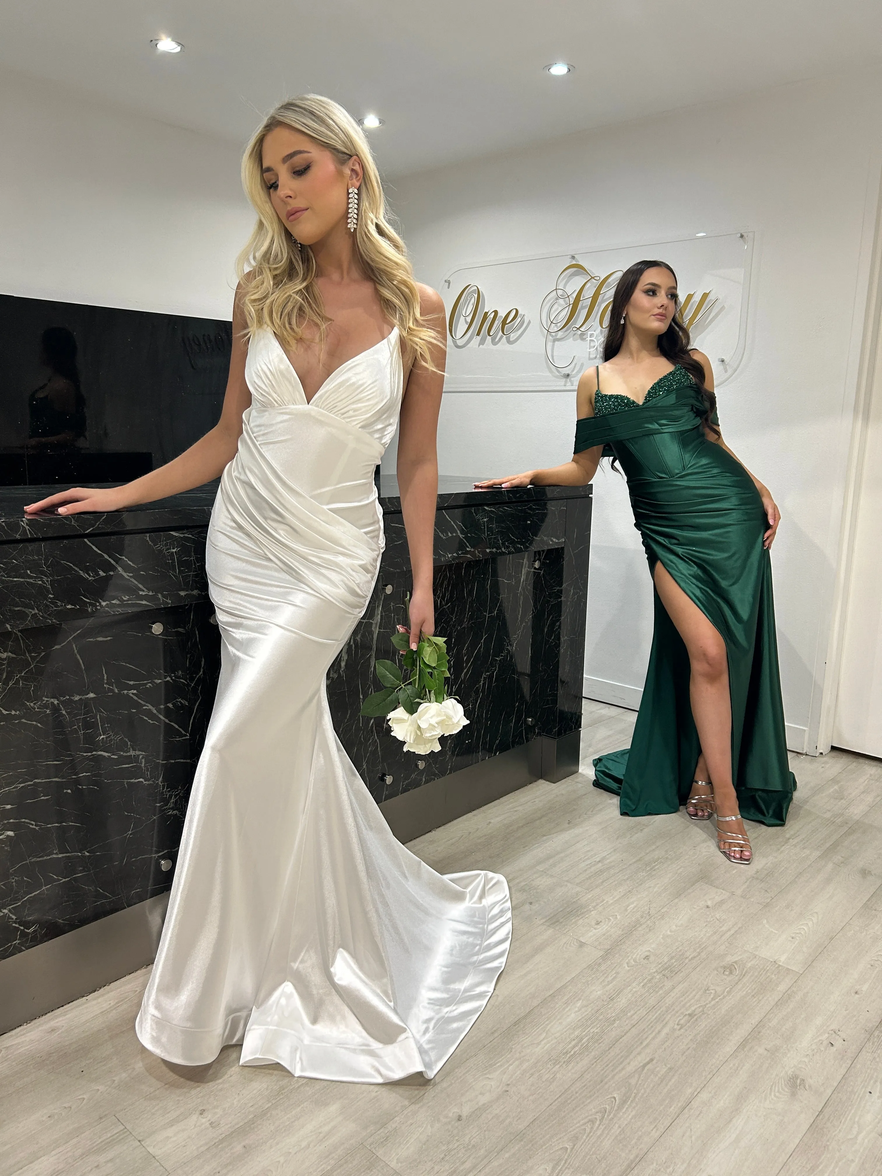 SOLANA Embellished Corset Satin Mermaid Formal Dress