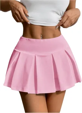 SOLY HUX Women's High Waisted Pleated Mini Skirt A Line Flowy Skirts Skater Tennis Skirts