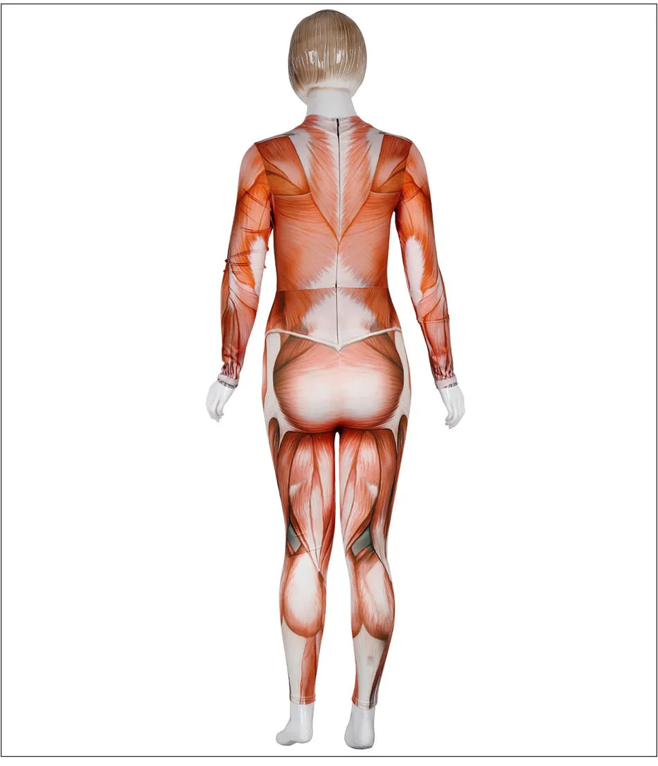 Stage Performance Funny Costumes Realistic Human Body Structure Printed Jumpsuit