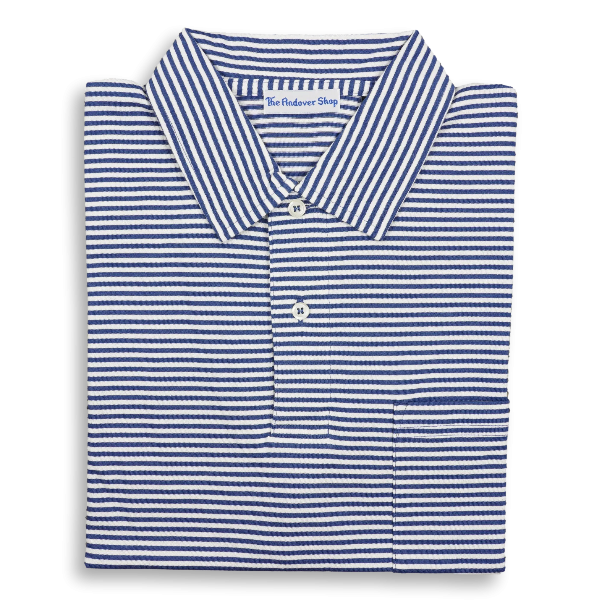 Striped Jersey Polo with Self Collar