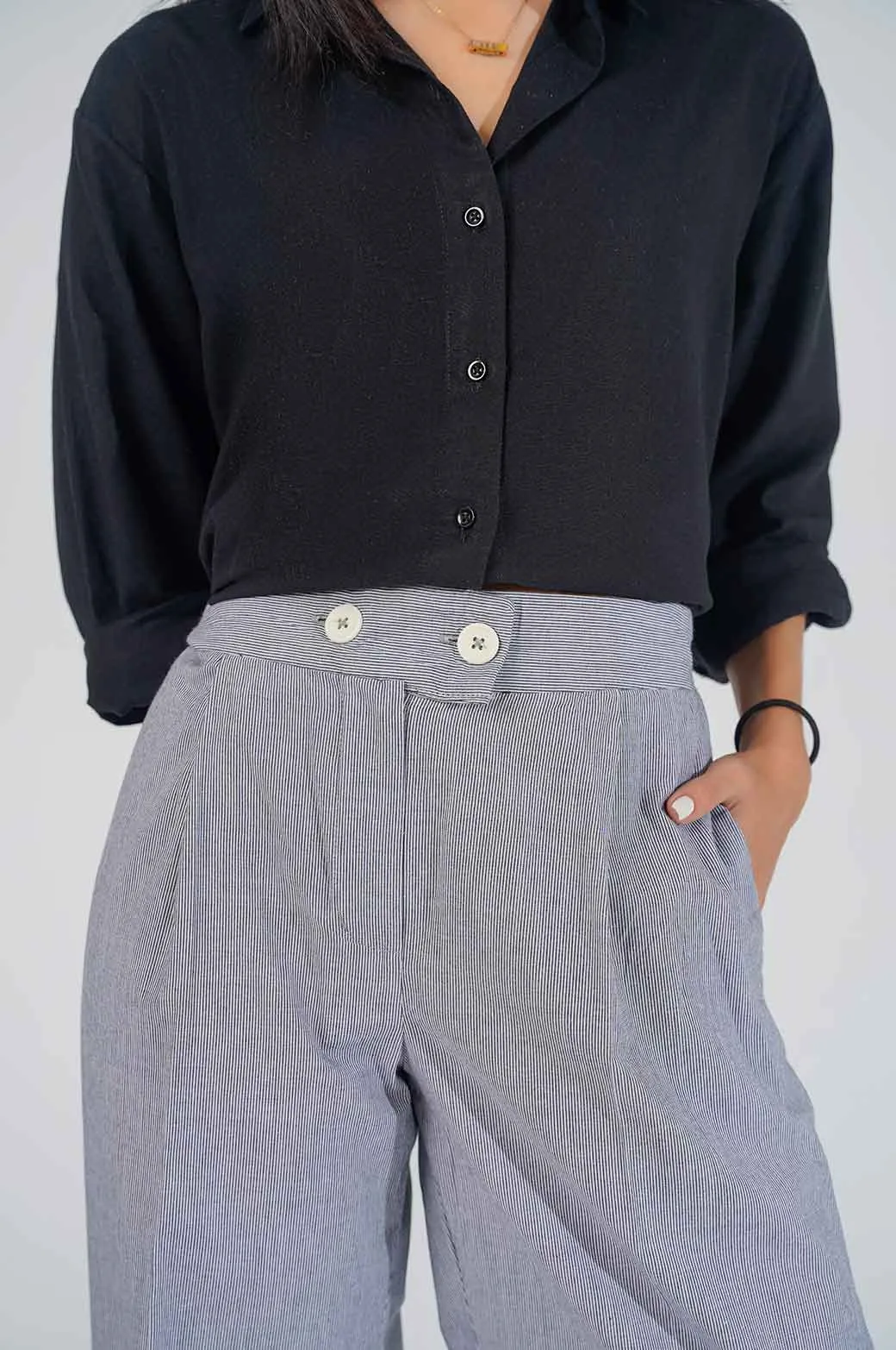 STRIPED WIDE-LEG PANTS