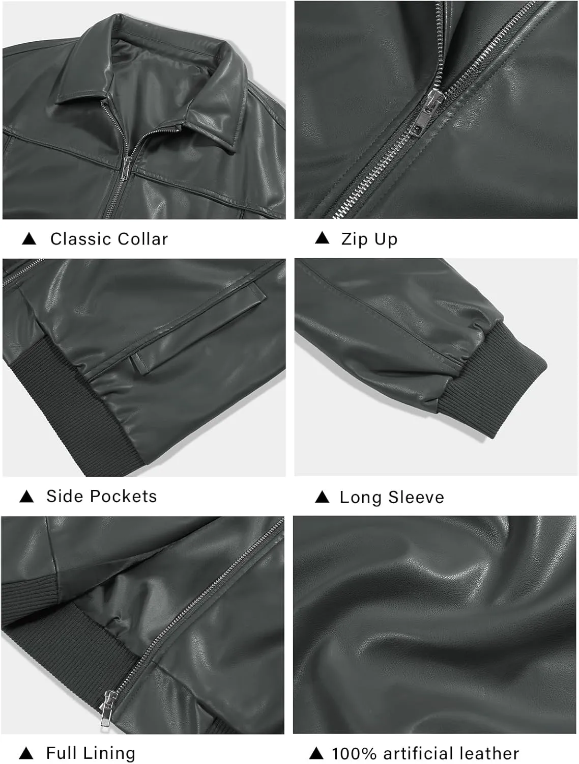 Tankaneo Womens Faux Leather Jackets Oversized Bomber Casual Fall Fashion Zip Up Moto Biker Coats