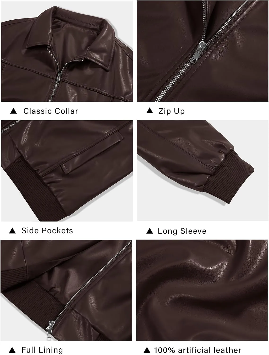 Tankaneo Womens Faux Leather Jackets Oversized Bomber Casual Fall Fashion Zip Up Moto Biker Coats