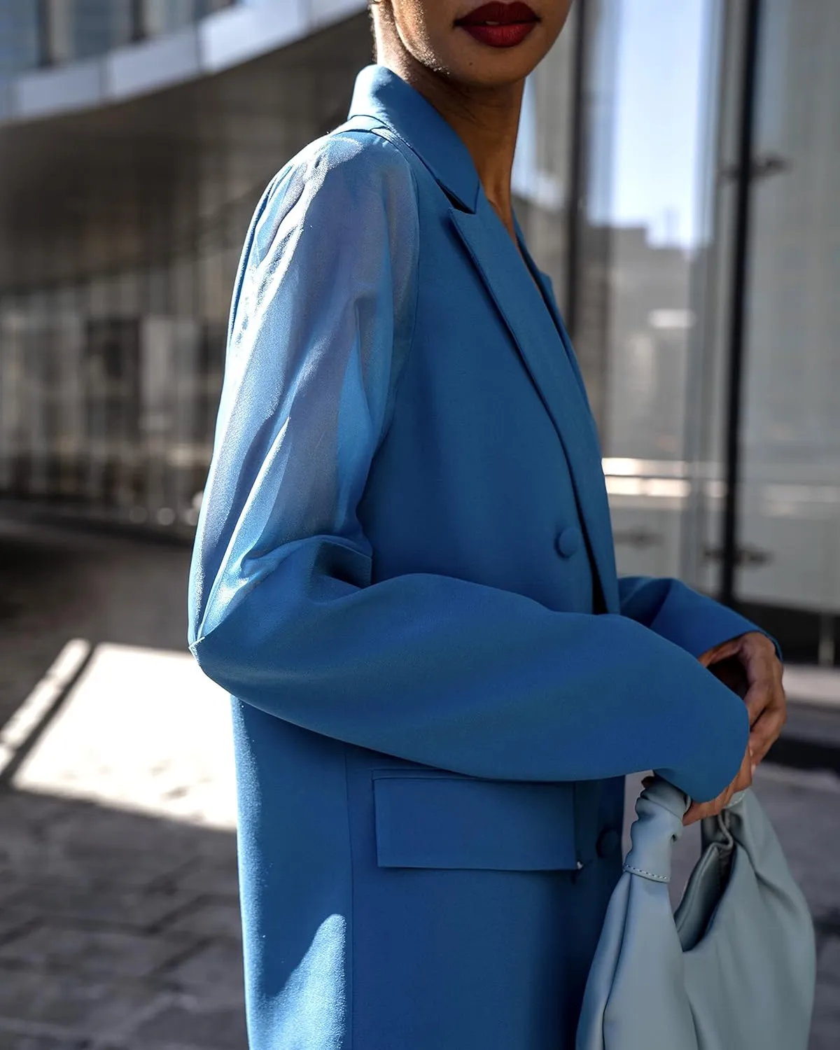 The Drop Women's Blue Sapphire Double Breasted Blazer by @signedblake
