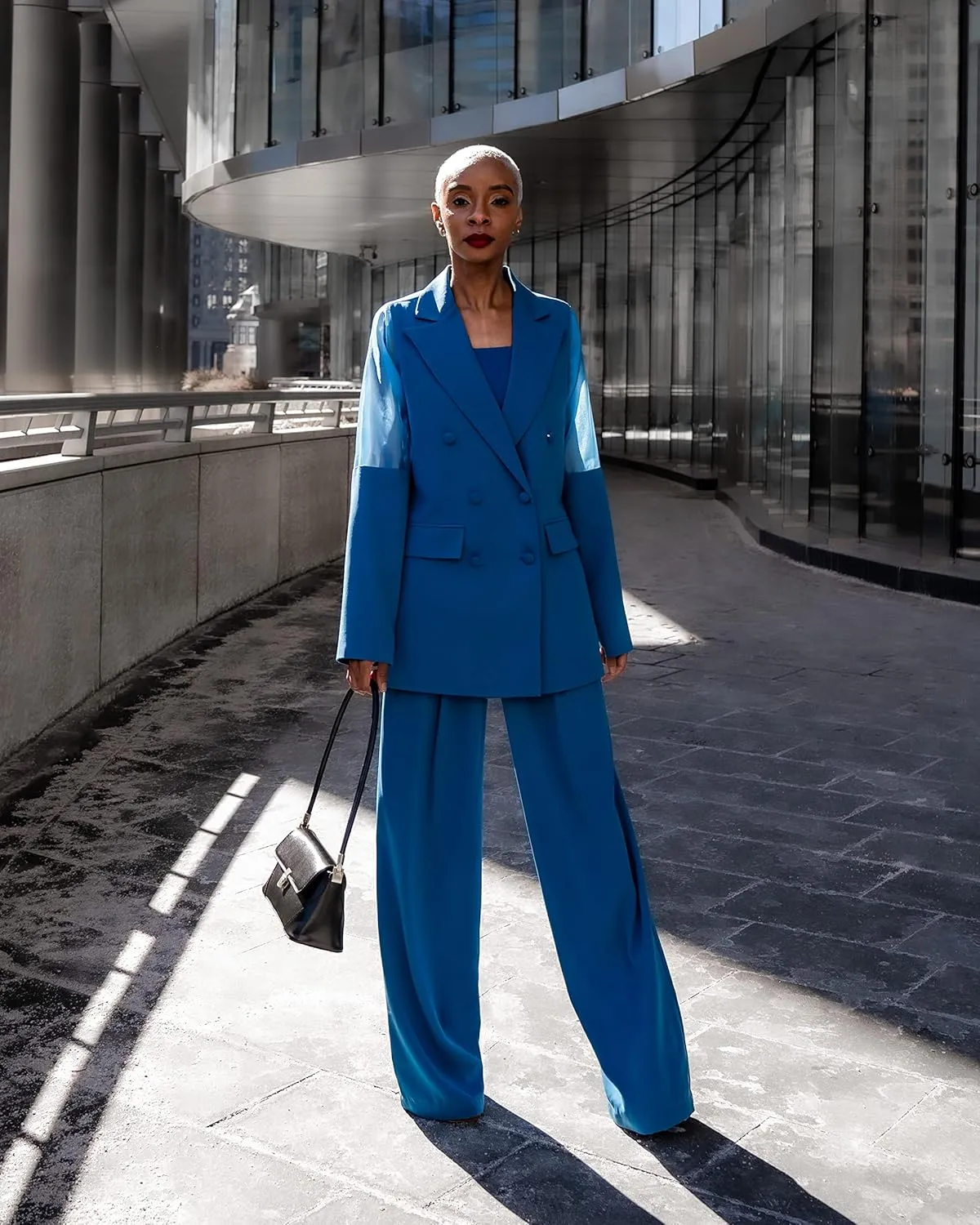 The Drop Women's Blue Sapphire Double Breasted Blazer by @signedblake