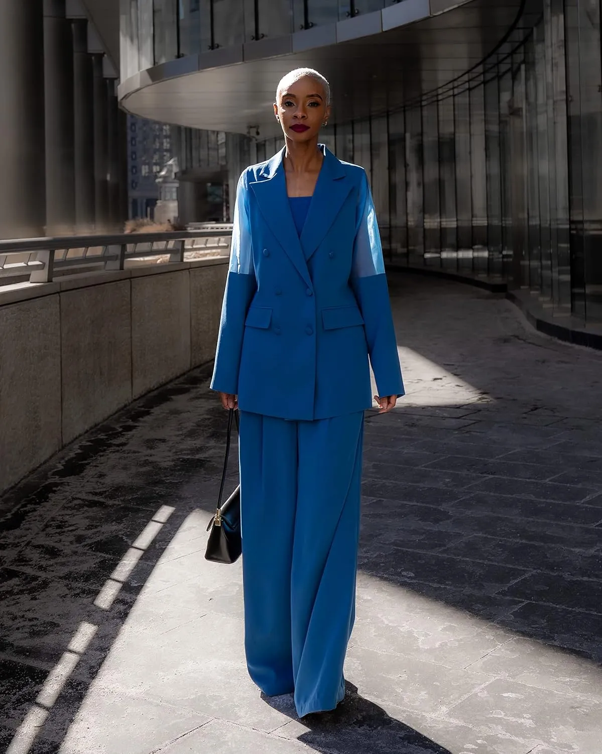 The Drop Women's Blue Sapphire Double Breasted Blazer by @signedblake